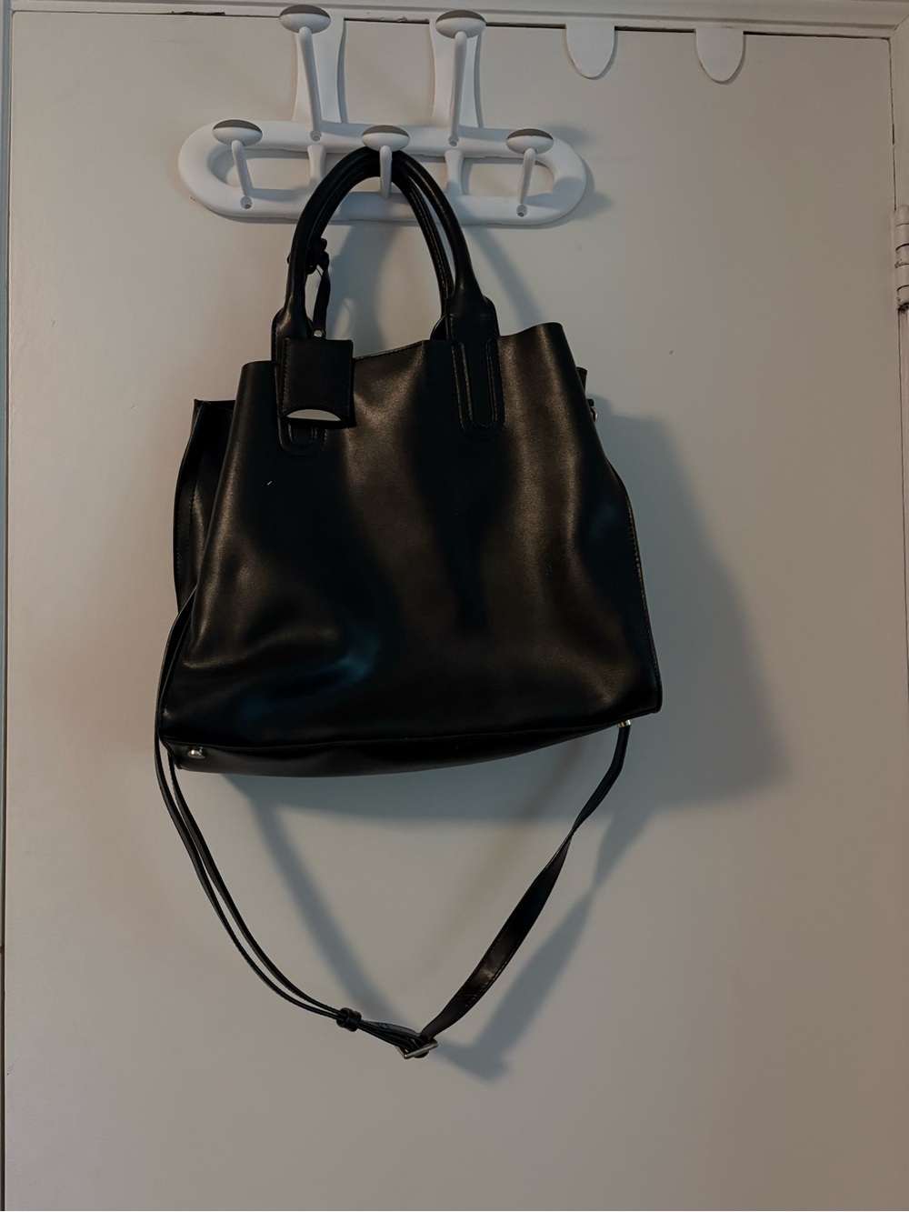 Danier Black Leather Tote with Adjustable Shoulder Strap - Picture 2 of 5